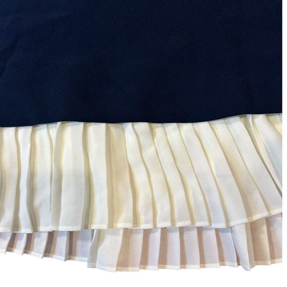 NWT NANETTE LEPORE Navy Cream Sleeveless Lace Collar Babydoll Shift Twee Dress 8 - Picture 5 of 10